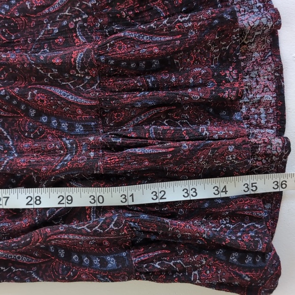 American Eagle Boho Maroon & Navy Size Medium Dress Ruffle Flowy - Picture 11 of 11